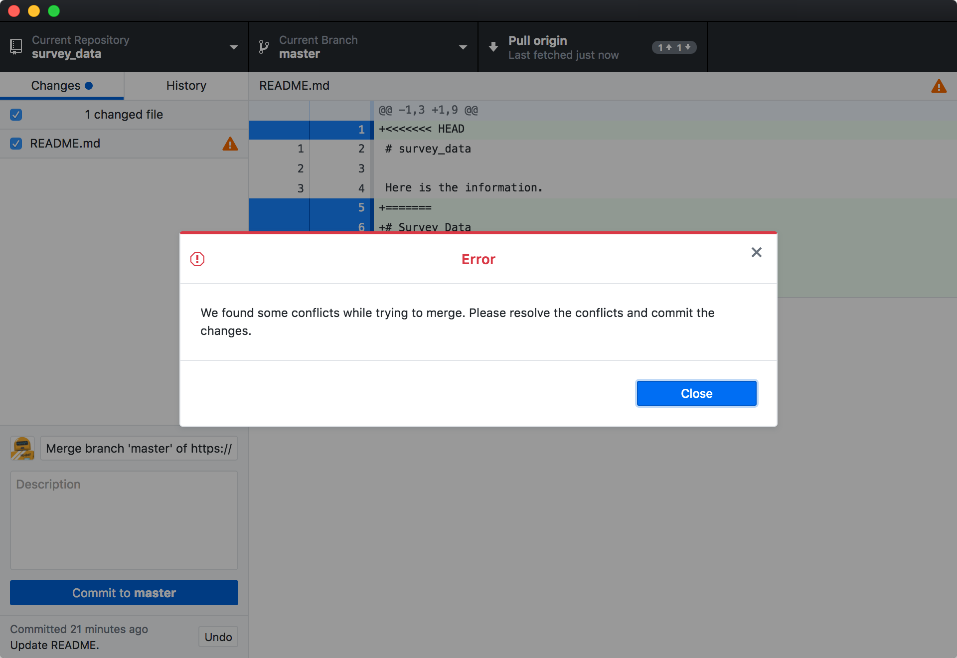 Pull Origin highlighted